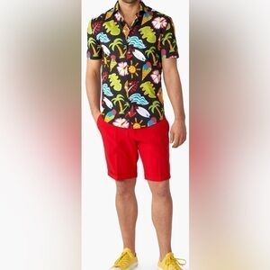 Opposuits Mens Tropical Thunder Stretch Short Sleeve Button-Up Shirt Size Medium